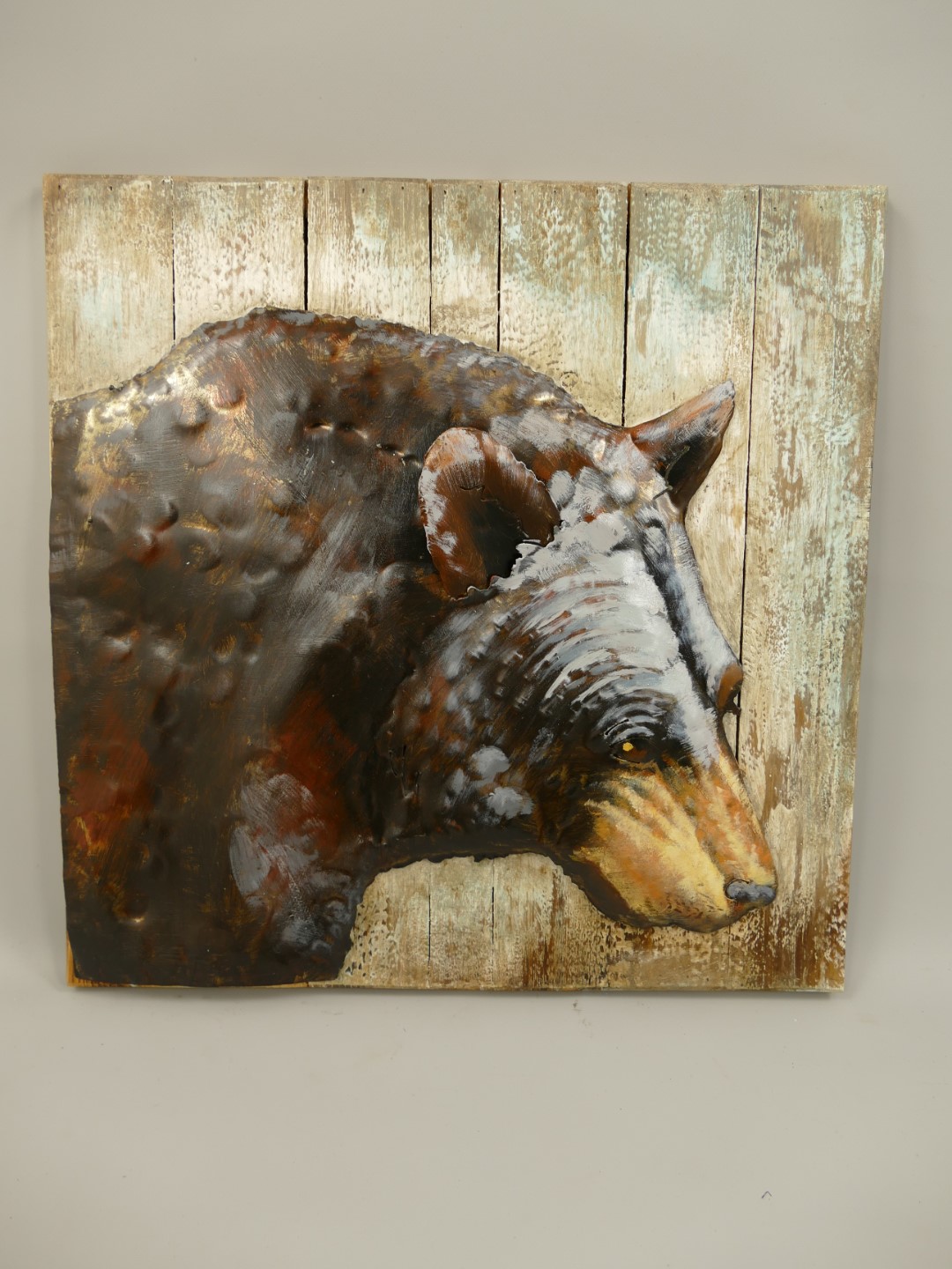 Holzbild mit metall (3D) Bär L.50x50cm