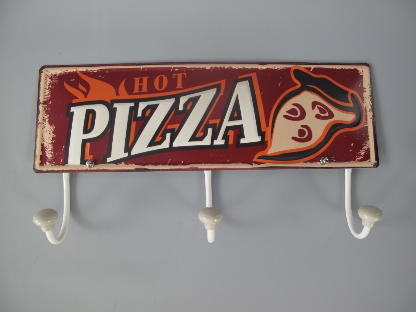 *RAUS-25% Wandhaken Schild Eisen Pizza L.37cm