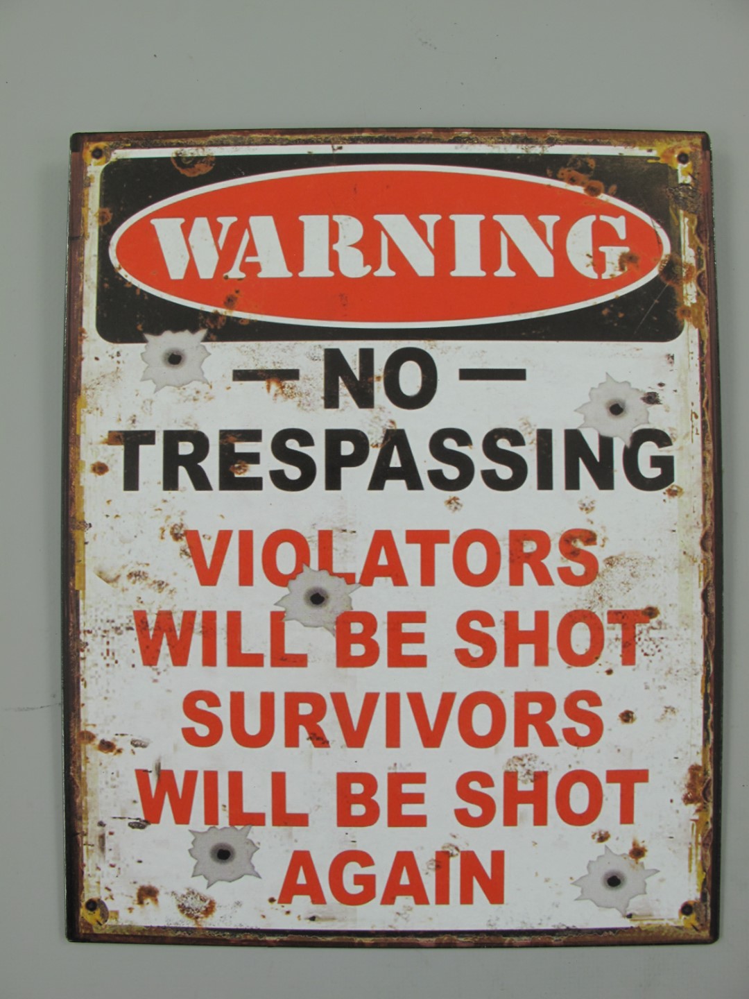 Wandschild Eisen Warning No Trespassing H.25x20cm