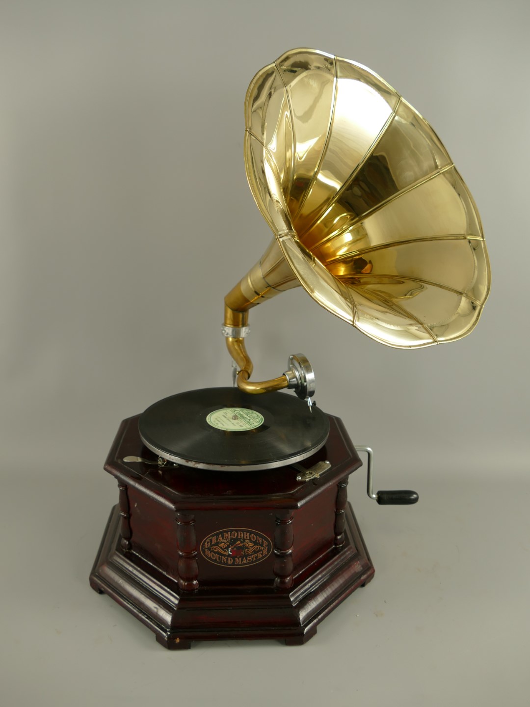 Grammophon Holz achteckig(Deko) H.66cm