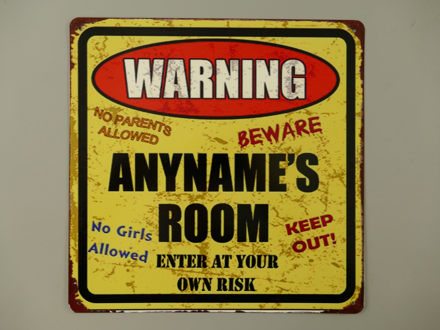 *ANG. Wandschild Eisen Warning Room H.30x30cm