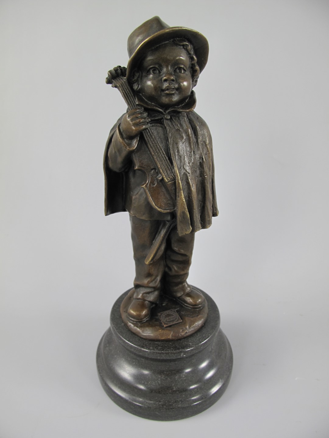 #ANG. Bronze Figur Mann mit Viool H.22x10cm