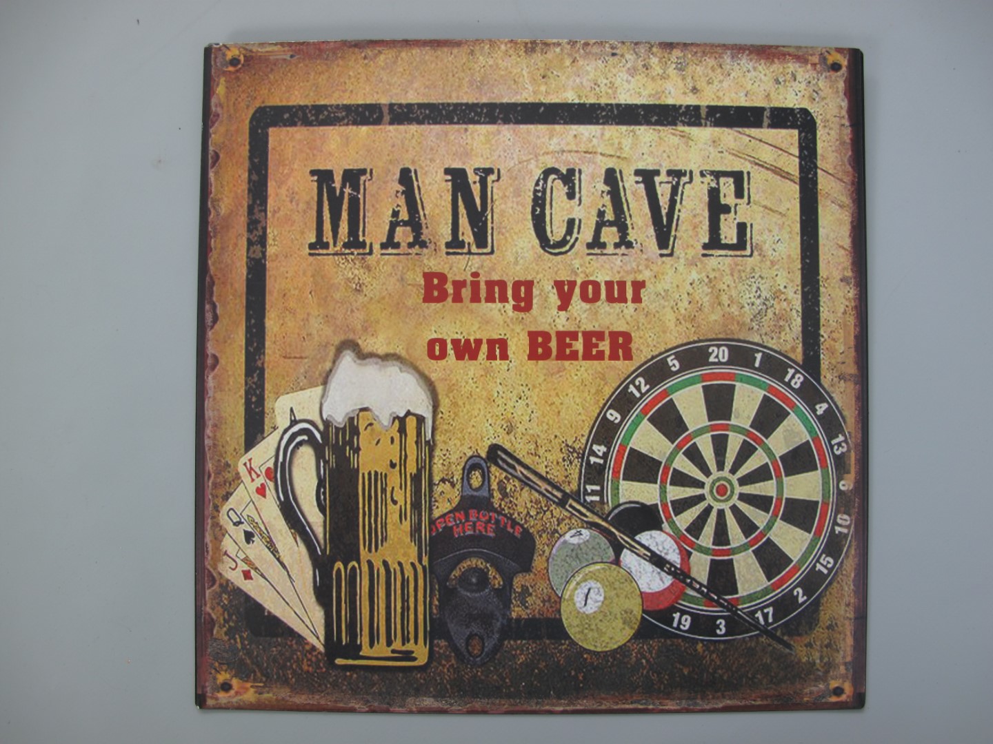 Wandschild Eisen Man Cave H.30x30cm